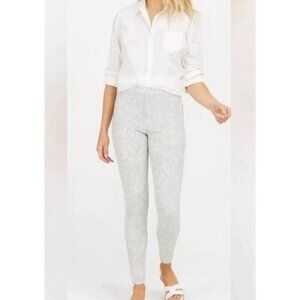 Spanx Jean-ish Ankle Leggings Pants Womens Large Speckled Gray Pull On 20018R